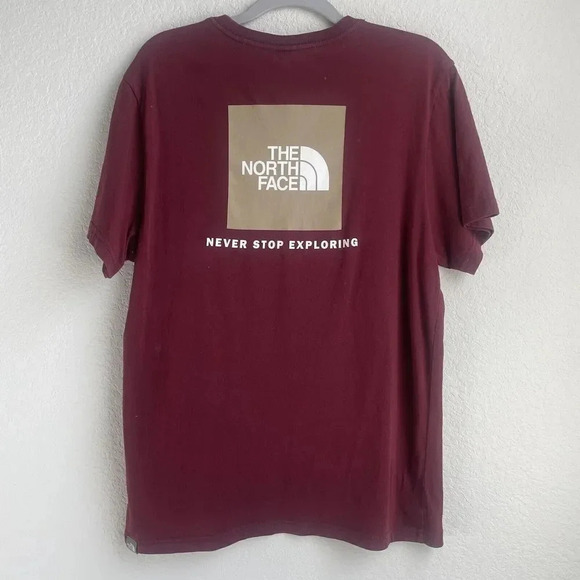 The North Face Mens Medium Shirt Mens North Face Logo Graphic Tee Mens Burgundy - Picture 3 of 5